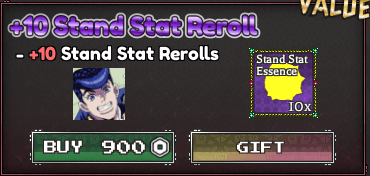 +10 Rerolls de Status de Stand