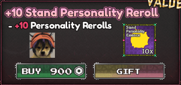 +10 Rerolls de Personalidade de Stand