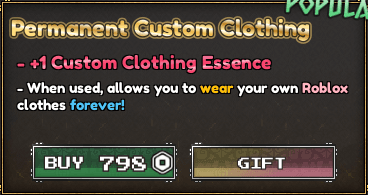 Roupa Customizável Permanente