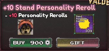 +10 Rerolls de Personalidade de Stand