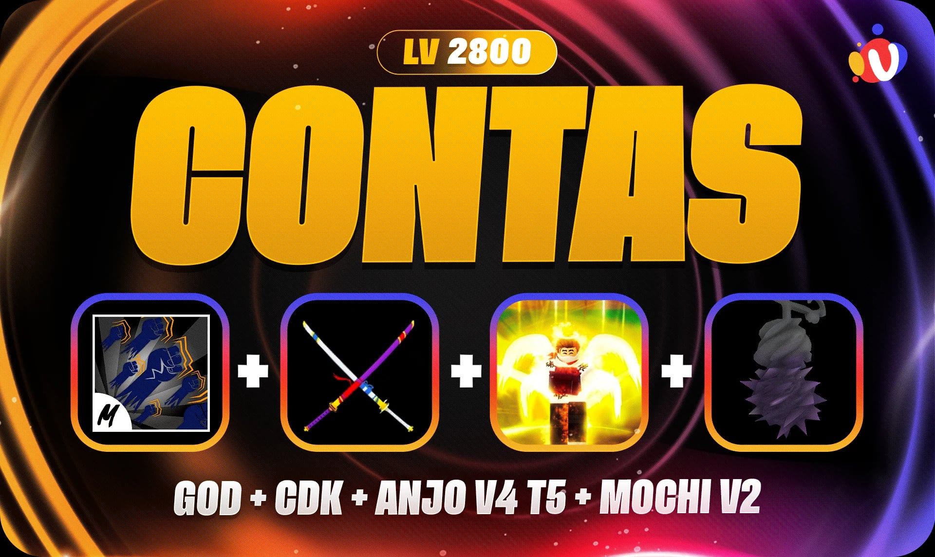 Nível 2800 + Anjo V4 T5 Full Gear + Godhuman + CDK + Dough V2