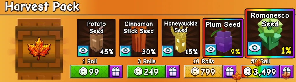 50 Harvest Packs