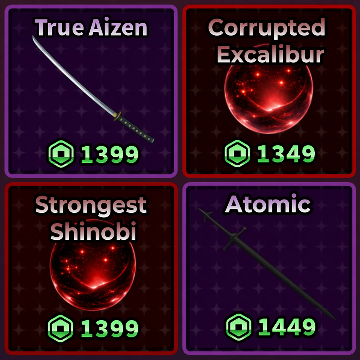 Combo Itens para Criar True Aizen + Saber Alter + Strongest Shinobi + Atomic V2 + Habilidades do F