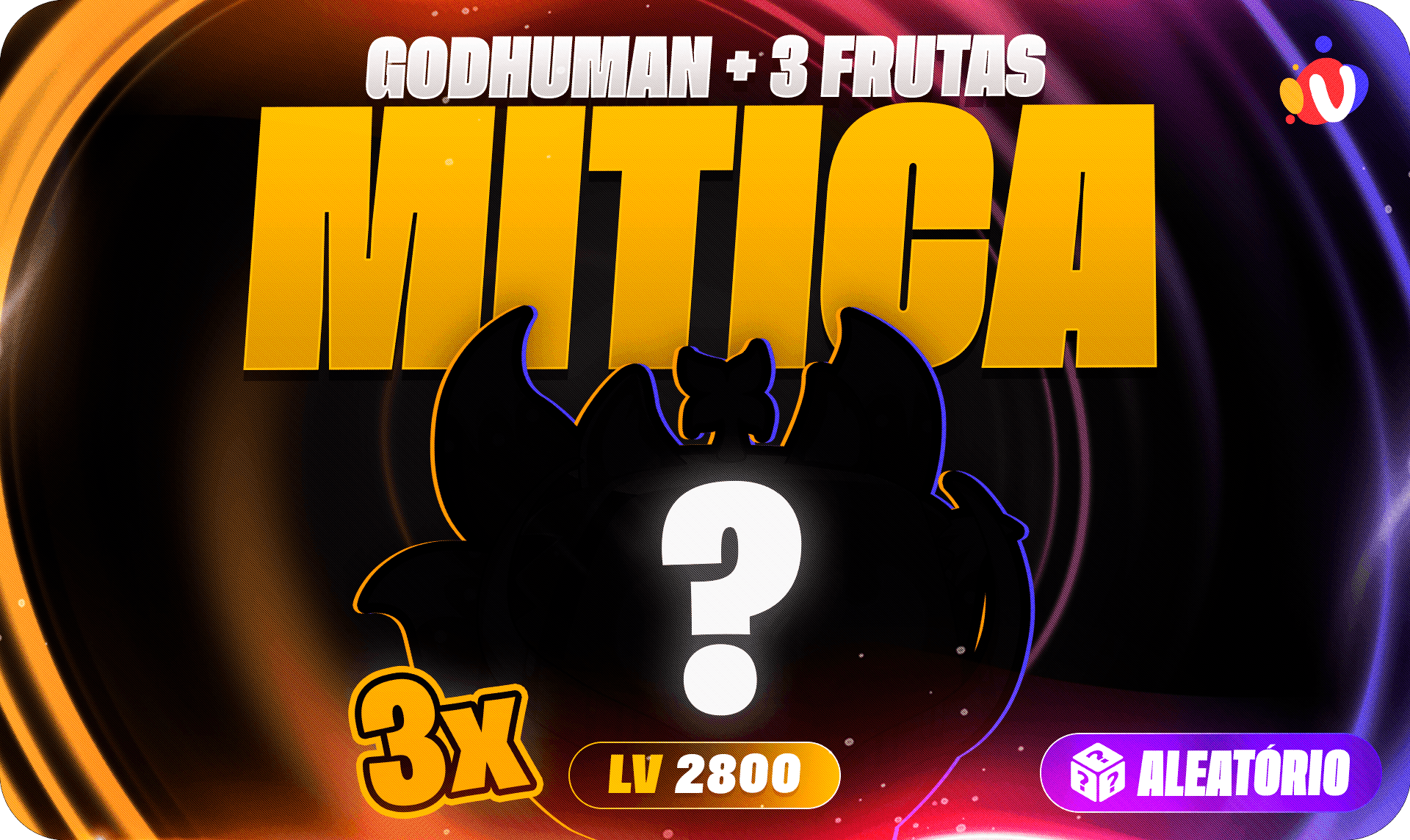 Nível 2800 + GodHuman + 3 Frutas Míticas Aleatórias